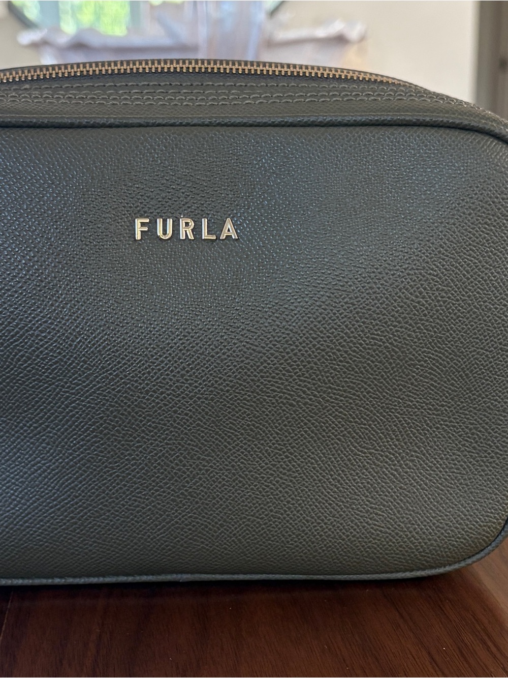 Furla Camelia Mini Camera Crossbody Bag Olive Green Leather